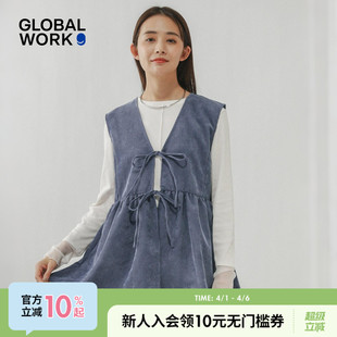 新款 GLOBAL WORK 马夹女2026夏季 外搭625337 甜美少女系绑带无袖