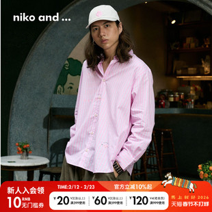 niko and ...八号甜蜜合作系列男女同款26春季新款条纹衬衫601559