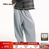 松紧带宽松日系阔腿裤 niko 325423 女2025夏季 新款 and ...休闲裤
