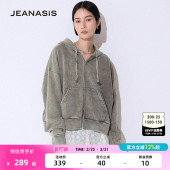 休闲慵懒开衫 长袖 连帽卫衣321477 新款 JEANASIS外套女2025冬季