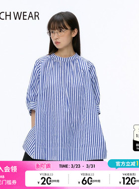 BUCH WEAR衬衫女2025夏季新款休闲竖条纹圆领短袖上衣525621