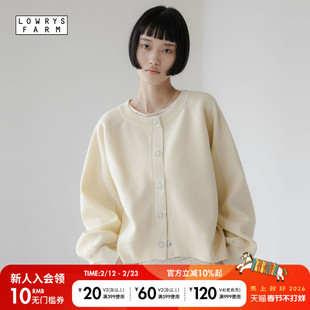 LOWRYS FARM针织衫女2026春季新款温柔圆领短款开衫649889