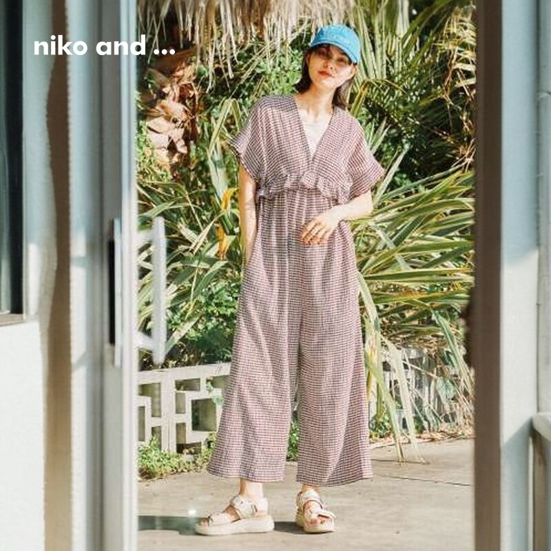 niko and ...连体衣女2025夏季新款优雅气质短袖V领
