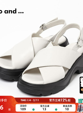 niko and ...凉鞋女夏季新款时尚休闲露趾一脚蹬松糕鞋100697