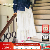 niko 含棉休闲蕾丝拼接A字长裙571829 新款 and ...裙子女2026春季