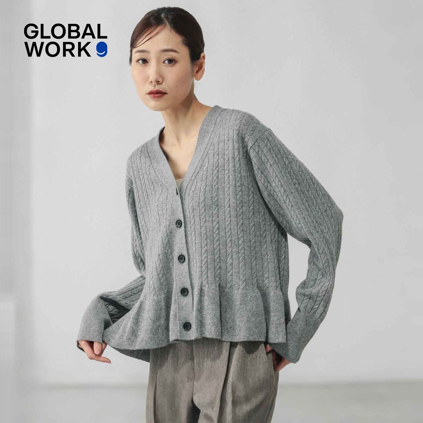 GLOBAL WORK 羊绒衫女2026秋季新款荷叶边康赛妮山羊绒开衫632999