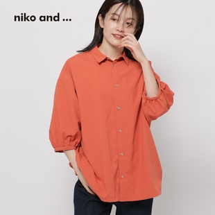 and 女2025夏季 niko ...衬衫 上衣578215 新款 日系慵懒风宽松半袖