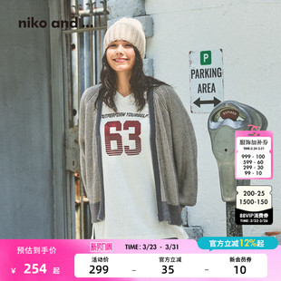 新款 niko 女2025冬季 ...针织衫 V领两穿双头拉链毛衣580982 and
