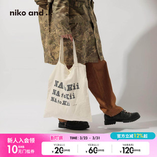 日常出行潮流字母帆布提包592883 ...单肩包2025新款 niko and