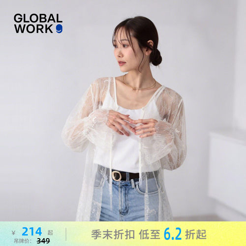 GLOBAL WORK 蕾丝衫女2026夏季新款轻薄透明蕾丝开衫667600