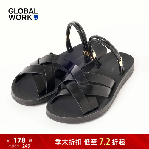 GLOBAL WORK 凉鞋女2026新款日系温柔交叉带通勤出游鞋子671855