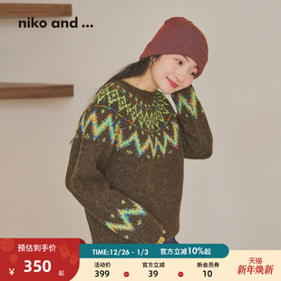费尔岛复古宽松针织衫 niko 新款 ...毛衣女2025冬季 592183 and