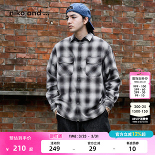 博主同款 宽松磨毛长袖 niko 男26春新款 外套491491 and...衬衫