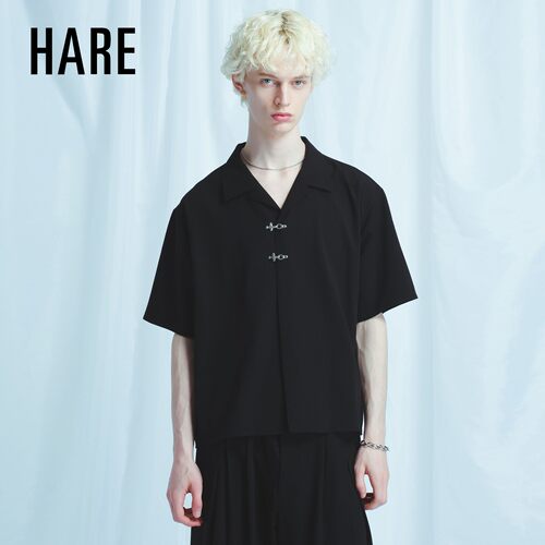 HARE衬衫男2026夏季新款古巴领飞机扣宽松落肩休闲上衣669449