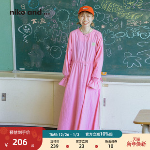 甜美2WAY娃娃领收腰长裙586865 ...连衣裙女2025秋冬新款 niko and