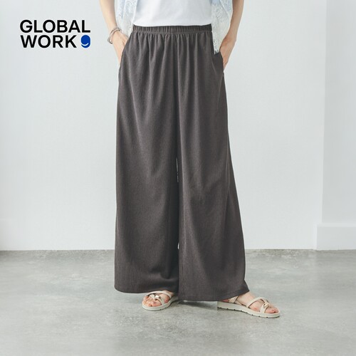 GLOBAL WORK 休闲裤女2026夏季新款日系条纹棉麻感针织裤681324