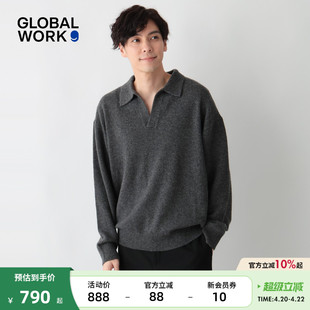 GLOBAL WORK 羊绒衫男2025冬季新款康赛妮山羊绒海鸥领毛衣633016