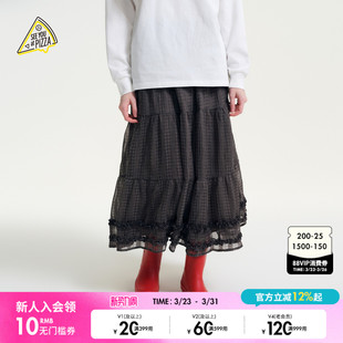 新款 SEE PIZZA半身裙女2026夏季 泡泡纱格纹裙子655755 YOU