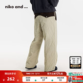 绗缝抽绳保暖夹棉直筒棉裤 niko 499066 女2025冬季 新款 and ...长裤