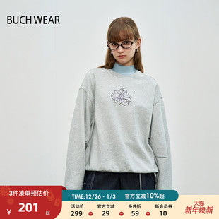 宽松刺绣气质上衣292383 时尚 BUCH WEAR卫衣女秋冬新款