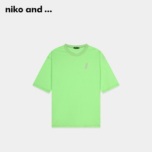 百景圆领荧光绿设计感日系男士 niko and ...夏季 279645 T恤短袖