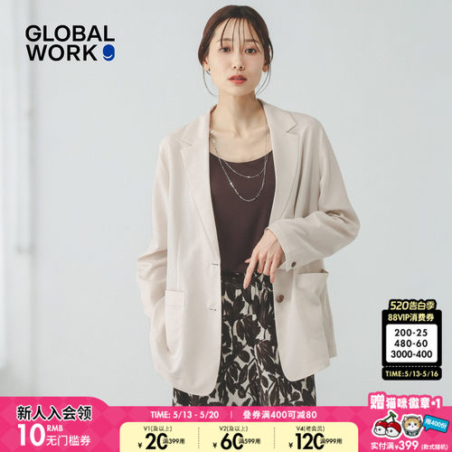 GLOBAL WORK 外套女2026夏季新款职场休闲格纹西装外套636255