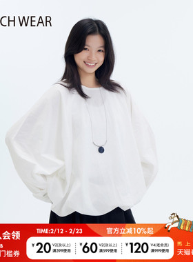 BUCH WEAR T恤女2026春季新款简约棉质宽松花苞式长袖上衣605681