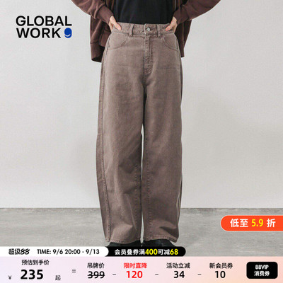 【博主同款】GLOBAL WORK 牛仔裤女26秋棉质宽松弯刀裤600980