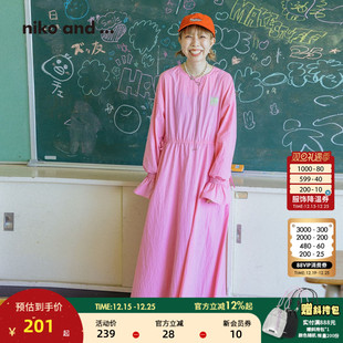 甜美2WAY娃娃领收腰长裙586865 ...连衣裙女2025秋冬新款 niko and