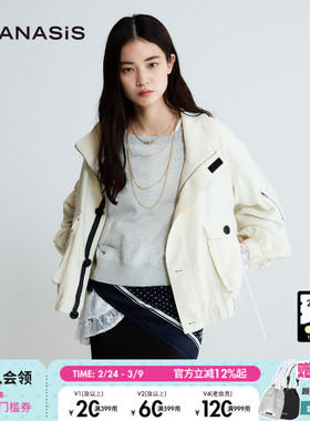 JEANASIS外套女2026春季新款纯色通勤工装立领夹克服645454