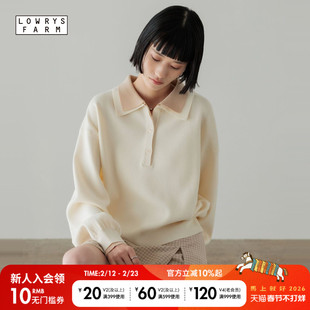 LOWRYS FARM毛衣女2026春季新款假两件撞色翻领针织衫636126