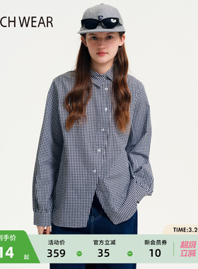 BUCH WEAR衬衫女2026春季新款棉质格子盐系不对称纽扣上衣639783
