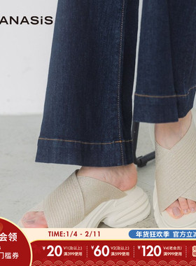 JEANASIS休闲凉鞋女2025年夏季新款时尚简约厚底针织凉鞋323119