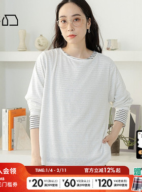 studio CLIP T恤女25春季简约休闲时尚薄款长袖上衣132113