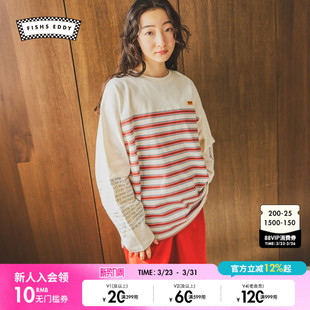 EDDY 条纹刺绣棉质长袖 T恤男女同款 新款 上衣661437 2026春季 FISHS