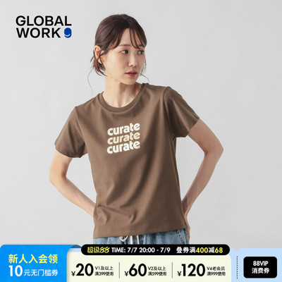 GLOBAL WORK T恤女2026夏季新款日系清新字母通勤短袖上衣911154