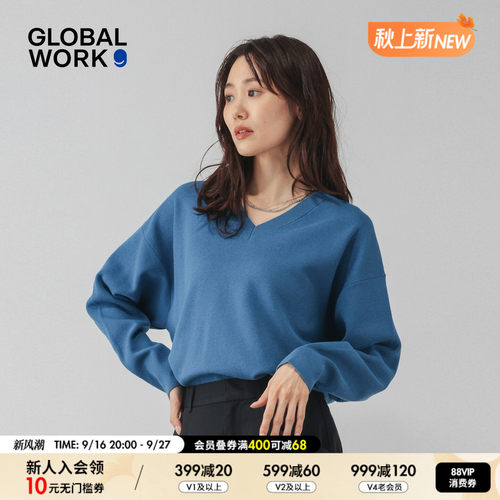 GLOBAL WORK 针织衫女2026秋季新款通勤风V领宽松长袖上衣670330
