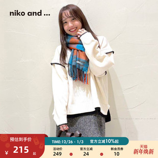 宽松假两件手缝线长袖 niko 新款 ...毛衣女2025冬季 上衣290591 and