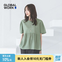 GLOBAL WORK T恤女2025年新款通勤宽松休闲短袖圆领上衣311078