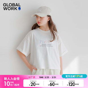 圆领女童短袖 GLOBAL 新款 T恤儿童2026夏季 上衣324954 WORK