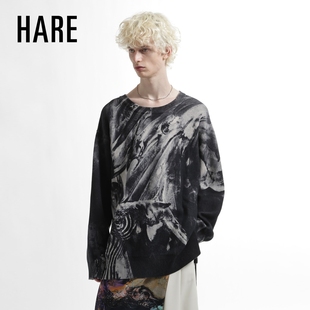 新款 男2026春季 潮流宽松双面印花2WAY套头毛衣636830 针织衫 HARE