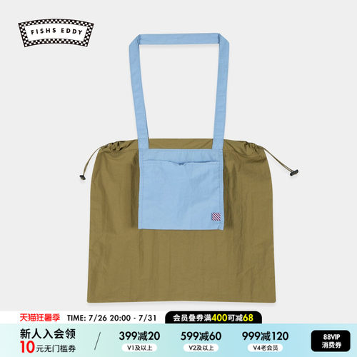 FISHS EDDY 包袋2026新款抽绳束口便携学生通勤手提帆布包1054282