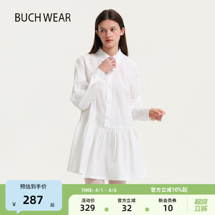 新款 褶皱水滴领公主风棉质裙子642245 WEAR连衣裙女2026夏季 BUCH