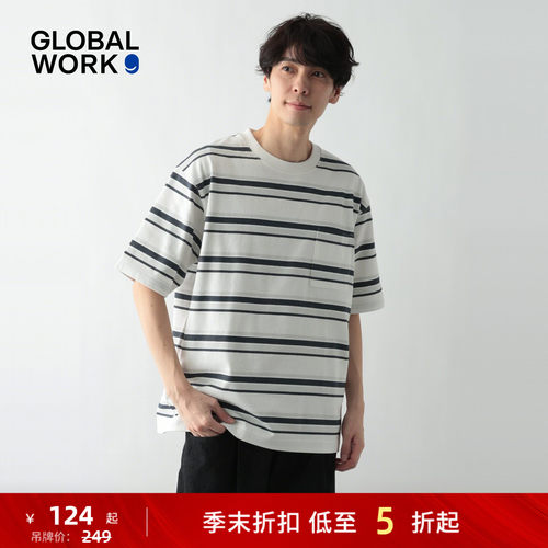 条纹休闲短袖 宽松落肩 日系松弛