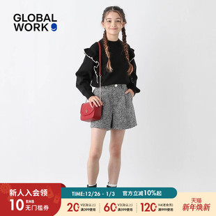 子儿童冬季 裤 新款 时尚 142646 GLOBAL 可爱流行亮丝短裤 WORK