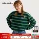 and ...T恤女2026春季 新款 niko 条纹刺绣抽绳下摆长袖 上衣636941