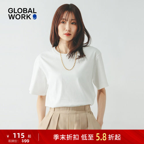 GLOBAL WORK T恤女2026夏季新款多色圆领棉质短袖上衣636788