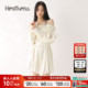 Heatherich连衣裙女2026春季 新款 露肩荷叶边甜美吊带裙581381