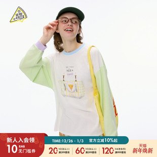 PIZZA T恤女2025夏季 新款 T恤497600 SEE 含棉印花撞色长袖 YOU