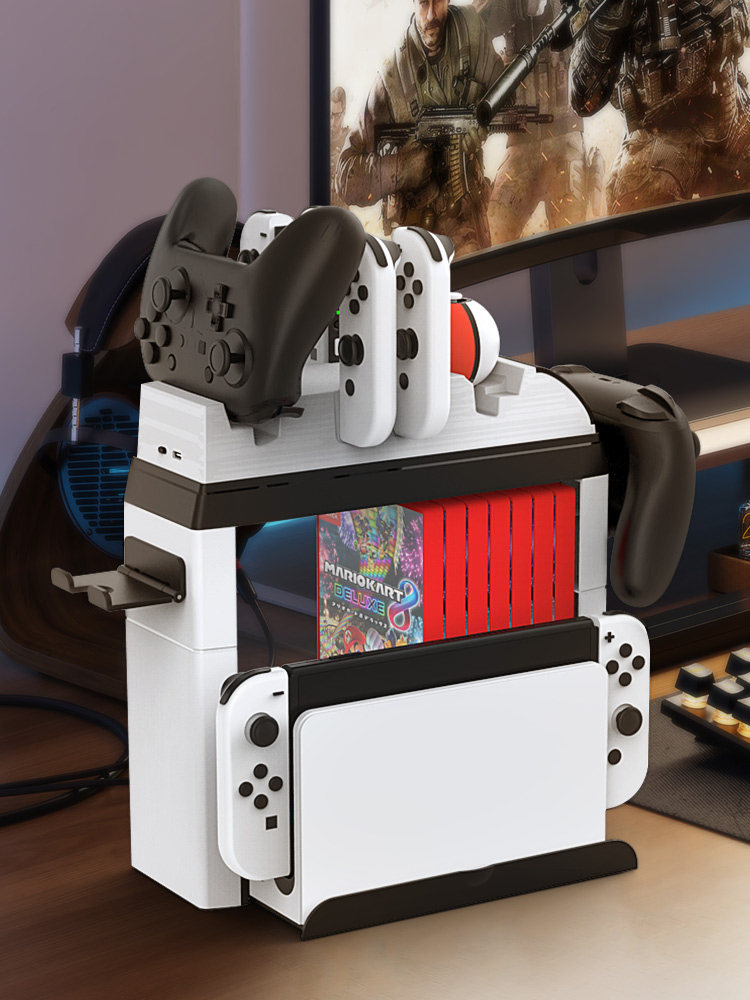 DOBE SWITCHOLED 다기능 게임 카세트 및 디스크 보관 브래킷 손잡이 걸이 NS TV 베이스 배치 스위치 다기능 OLED 충전 NS 디스크 랙 헤드폰 보관 랙